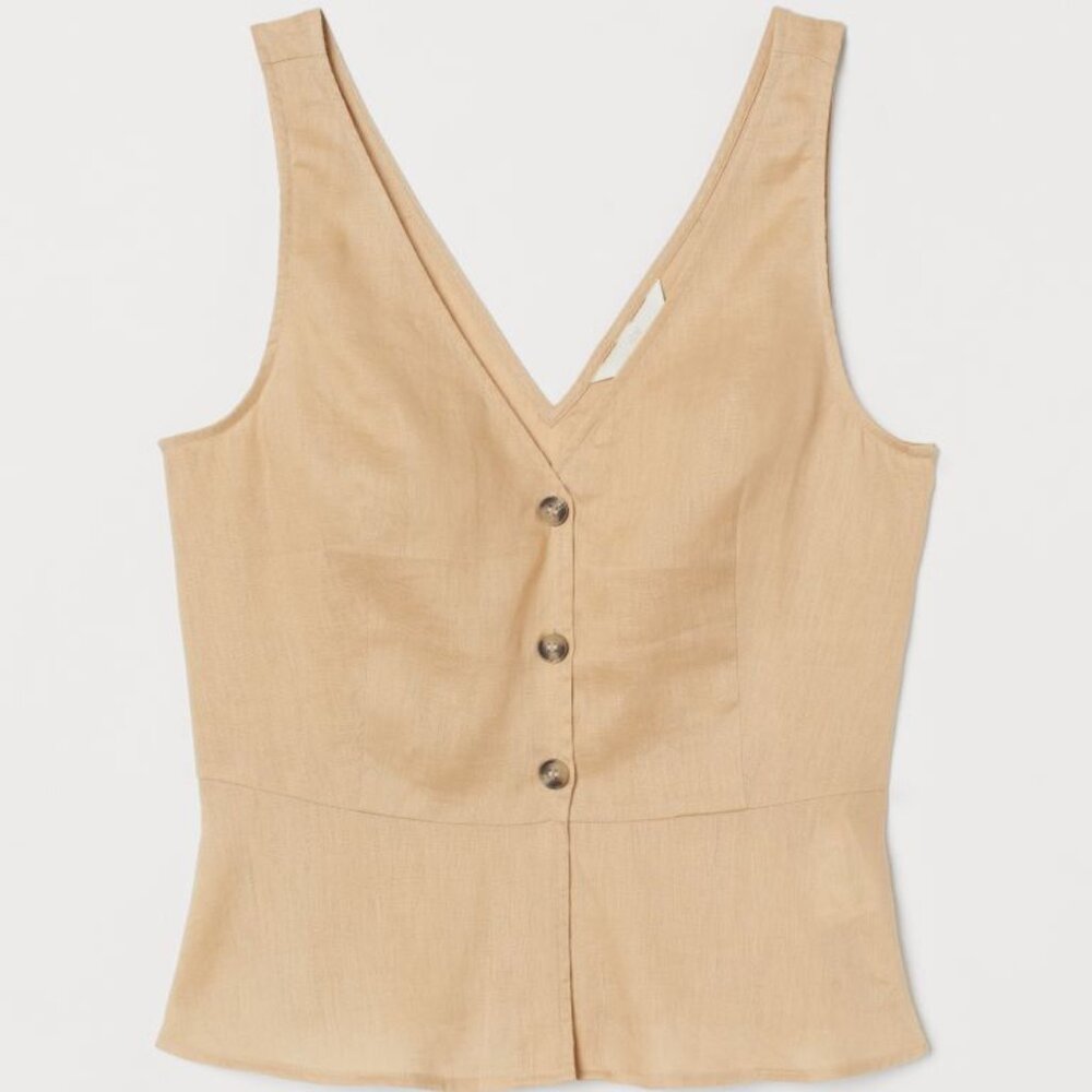 H&M V-neck Linen Blouse | Size Small